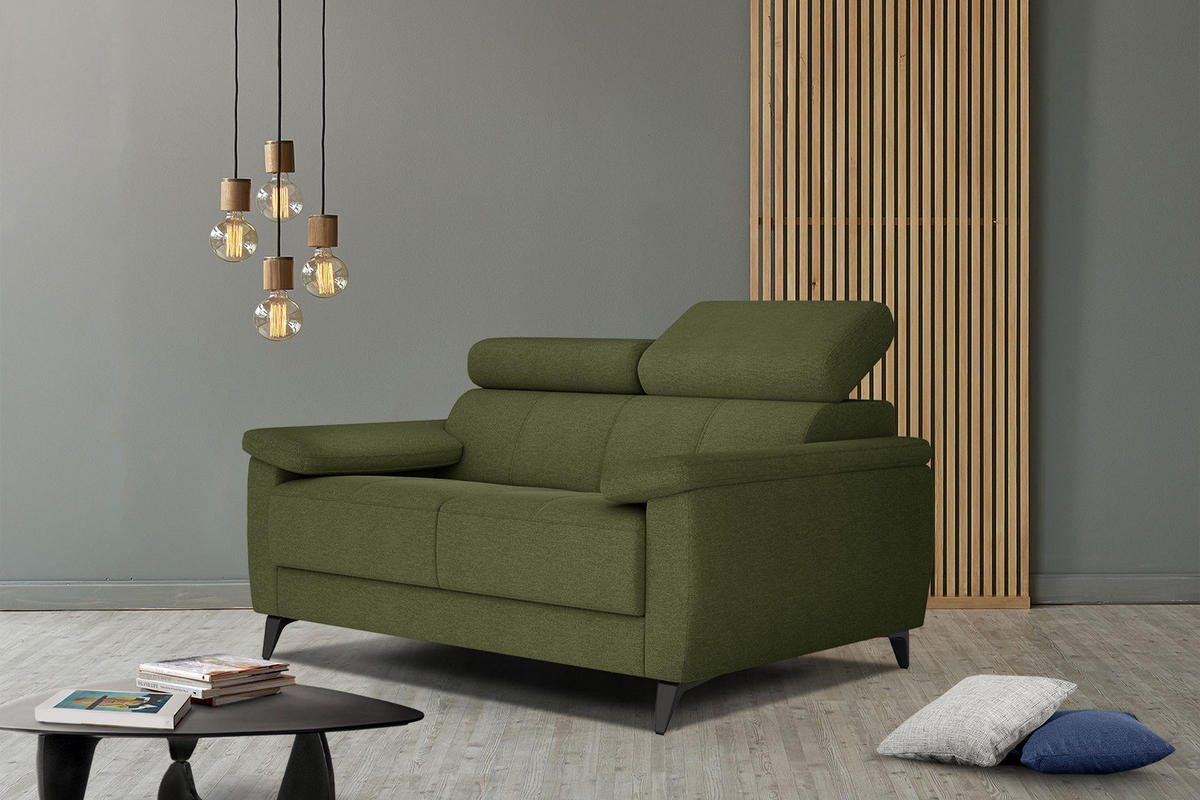 SOFA TAUNUS 2-Sitzer, grün - Schwarz/Grün, Holzwerkstoff/Textil (141/80/102cm) - Courtois Laville