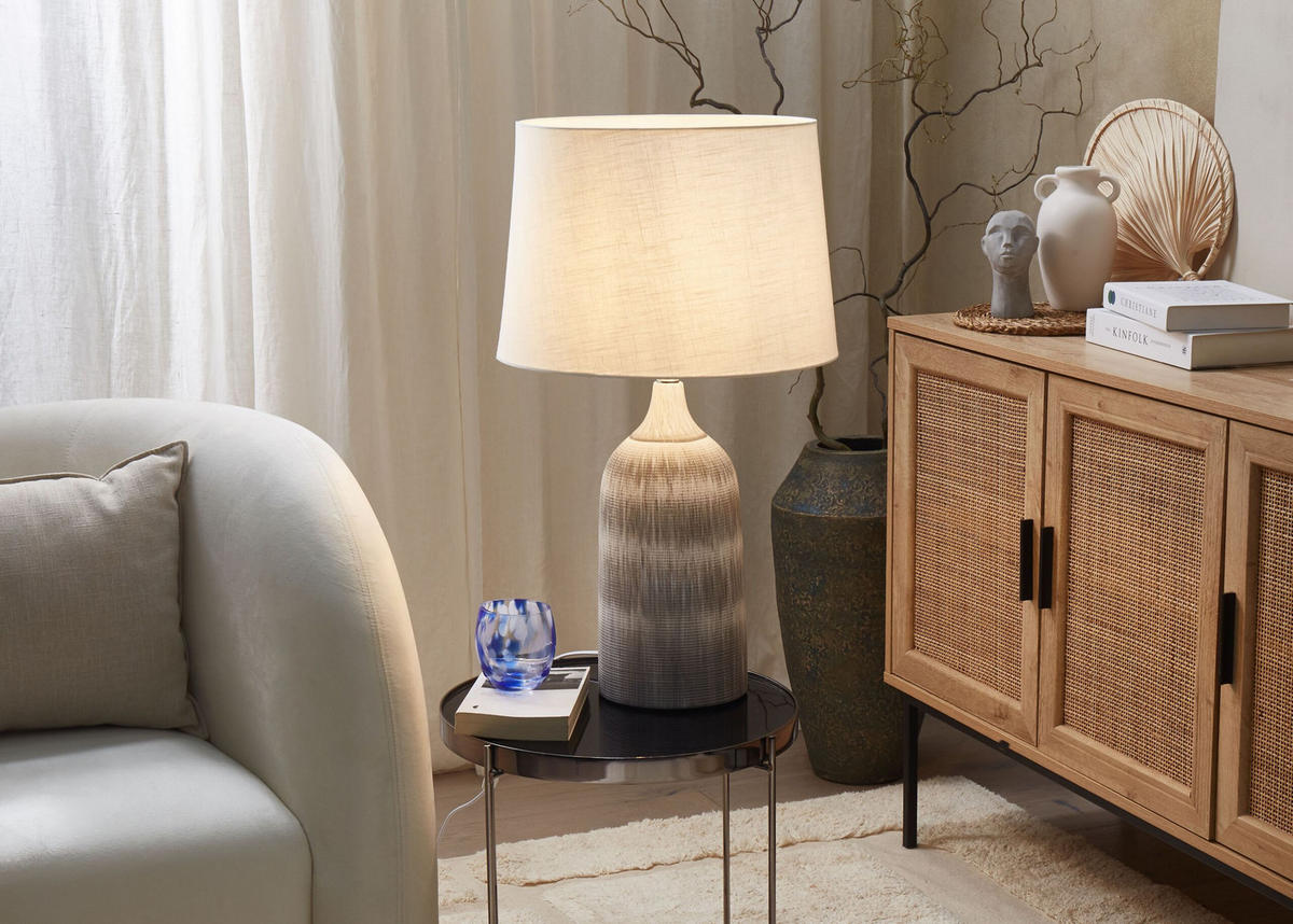 TISCHLAMPE Georgina 33/33/66 cm - Grau, Keramik (33/33/66cm) - Beliani