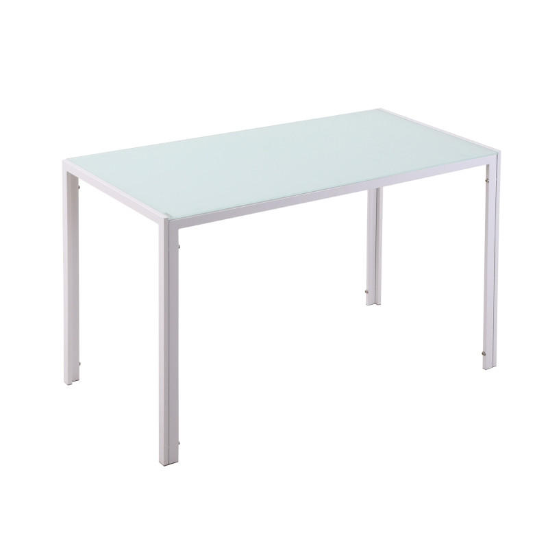 ESSTISCH aus Metall und Glas 120x60x75 cm Weiß für 4 Personen mit gehärteter Glasplatte - Weiß, Metall (120/60/75cm) - Modfu
