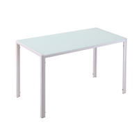 ESSTISCH aus Metall und Glas 120x60x75 cm Weiß für 4 Personen mit gehärteter Glasplatte - Weiß, Metall (120/60/75cm) - Modfu