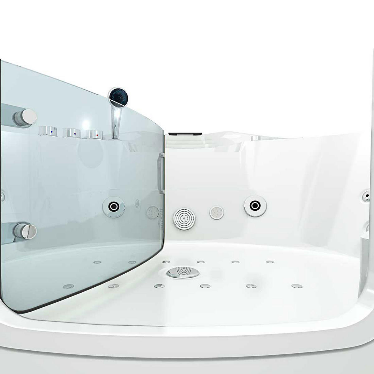 WHIRLPOOL Badewanne Wanne W60-TH-SC 140x140cm mit Tür - Weiß, Glas/Kunststoff (140/70/140cm) - AcquaVapore by Sandra Jentho
