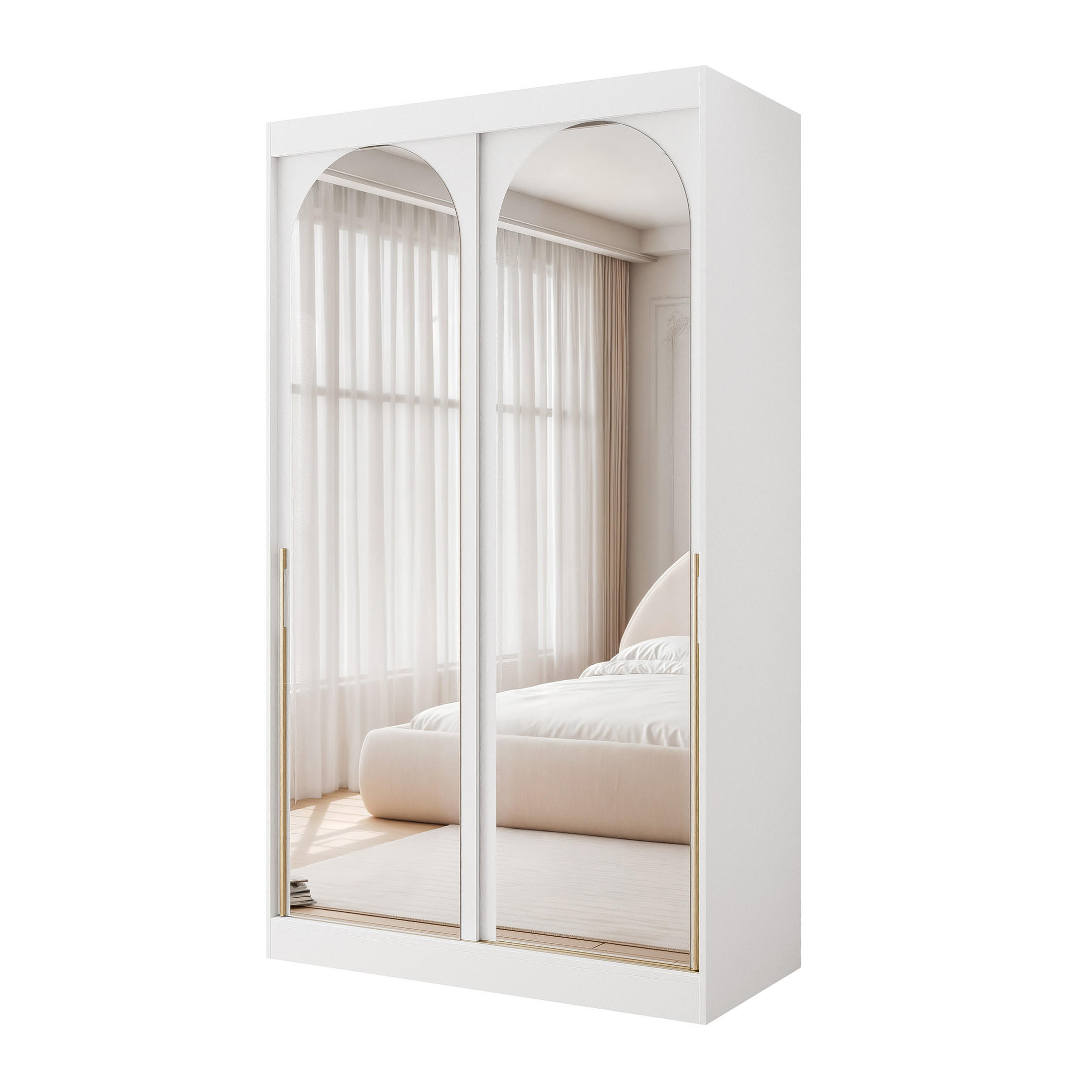 Idohome Schwebetürenschrank Weiß 120x215x65 cm