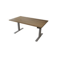 SCHREIBTISCH 150/80 elektrisch höhenverstellbar aus Wildeiche - Silber - Braun/Grau, Holz (80/150/72.5cm) - MeinMassivholz
