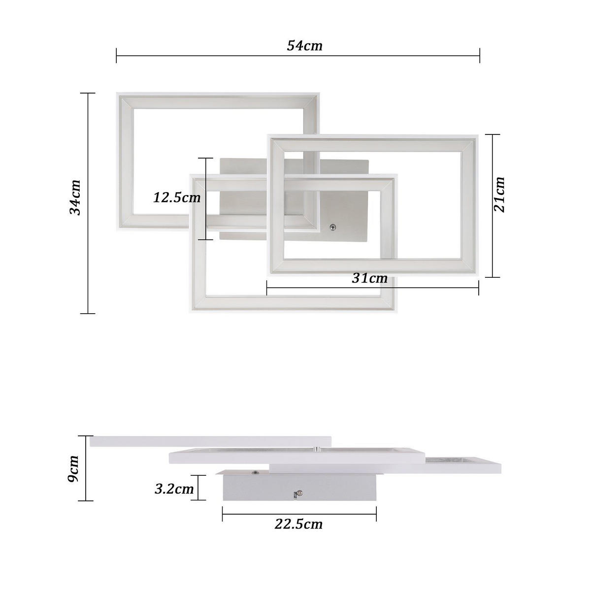 LED-DECKENLEUCHTE Lieselotte 54/34/9 cm - Weiß, Metall (54/34/9cm) - Nettlife
