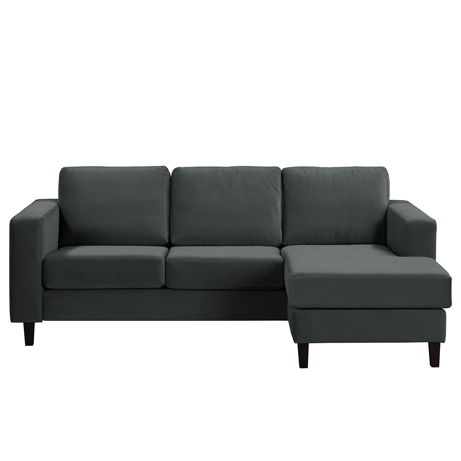 2-SITZER ECKSOFA mit Longchair - Dunkelgrau/Schwarz, Buchenholz/Textil (214/140cm) - home24