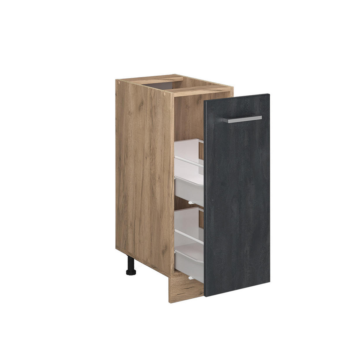 APOTHEKERSCHRANK R-Line Schwarz Beton 30 cm AP Anthrazit - Eiche Wotan/Schwarz, Holzwerkstoff (30/81.6/60cm) - Vicco
