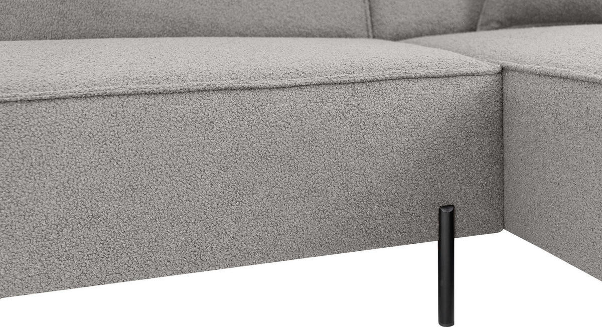 ECKSOFA Hana Loft 3-Sitzer Ecke Rechts, Boucle, Hellgrau 241/80/168 cm - Hellgrau/Schwarz, Textil/Metall (241/168cm) - WFL GROUP