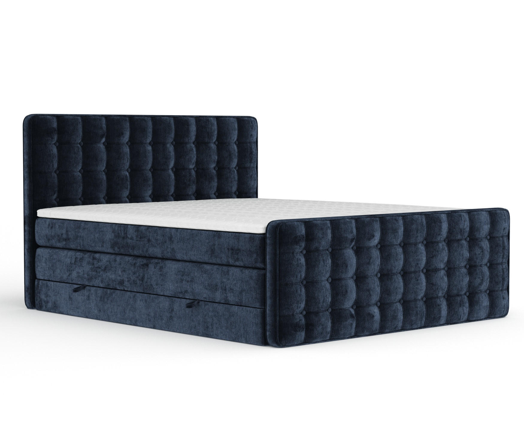 BOXSPRINGBETT Velouria Marineblau 200/200 cm - Schwarz/Dunkelblau, Holz/Holzwerkstoff (200/200cm) - Maison de Reve