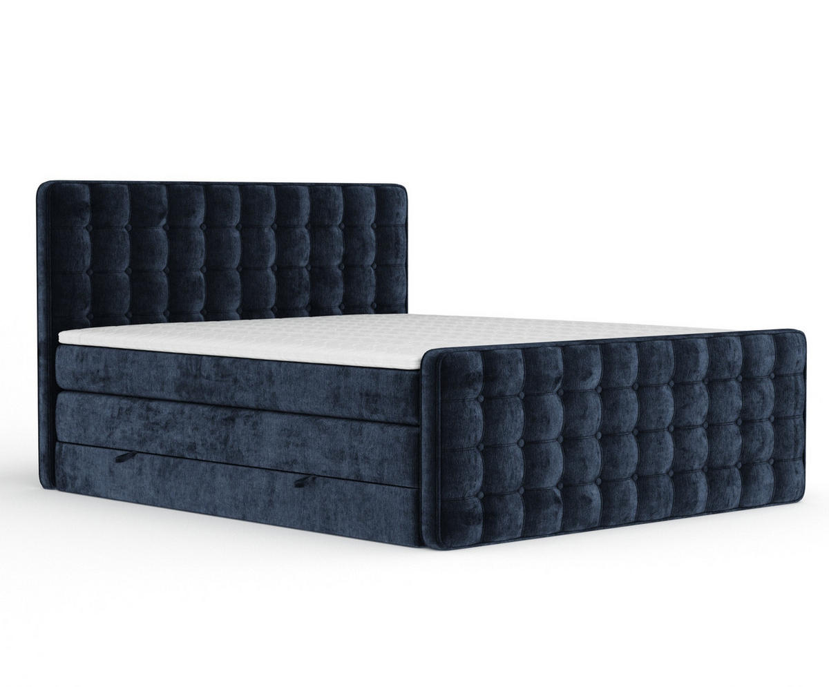 BOXSPRINGBETT Velouria Marineblau 200/200 cm - Schwarz/Dunkelblau, Holz/Holzwerkstoff (200/200cm) - Maison de Reve