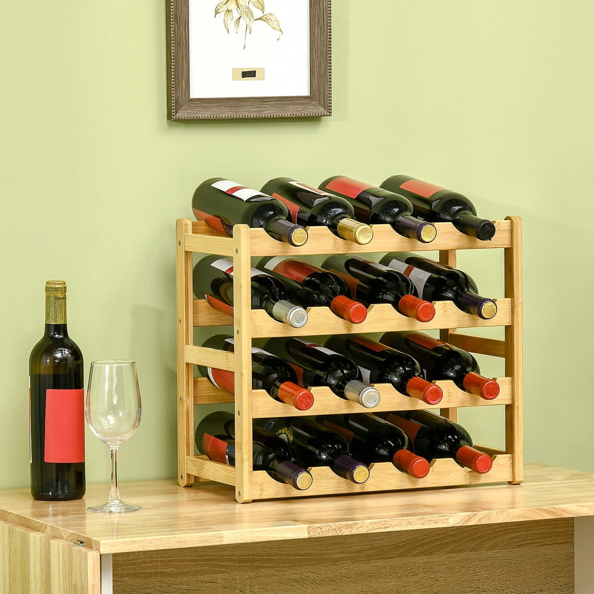 WEINREGAL, Bambus, Naturholz - Naturfarben, Naturmaterialien (23.5/38/43cm) - HOMCOM