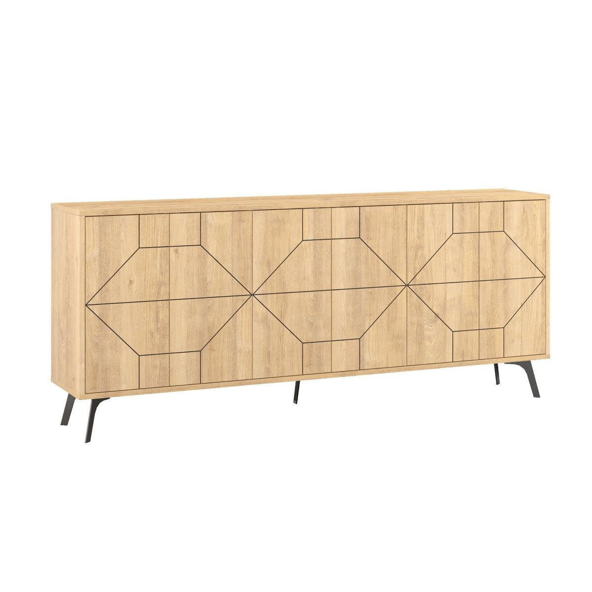 SIDEBOARD mit 6 dekorierten Türen L184 cm - Dune - Eichefarben, Holzwerkstoff (35/77.4/184cm) - Calicosy