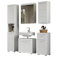 BADMÖBEL-SET weiß Hochglanz 5-teilig 163 x 190 cm, Badkombination in modernem Design - Weiß, Glas/Holzwerkstoff (163/190/34cm) - Top.Furn