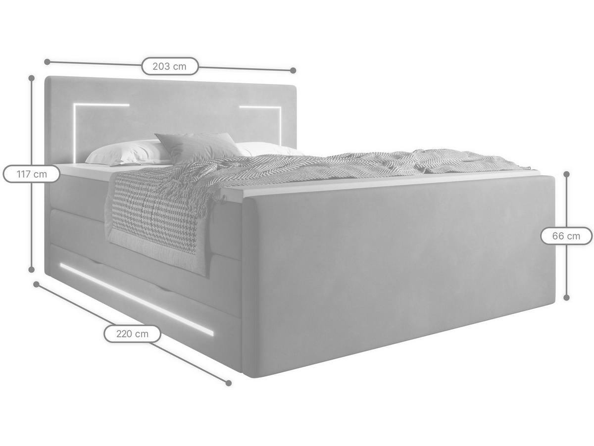 BOXSPRINGBETT Monaco anthrazit 200/200 cm H2/H3 Samt - Anthrazit, Textil (200/200cm) - wonello