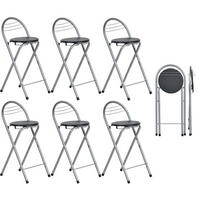 BARHOCKER 6er Set mit Lehne klappbar Schwarz und Silber - Multicolor, Metall (36/77/41cm)