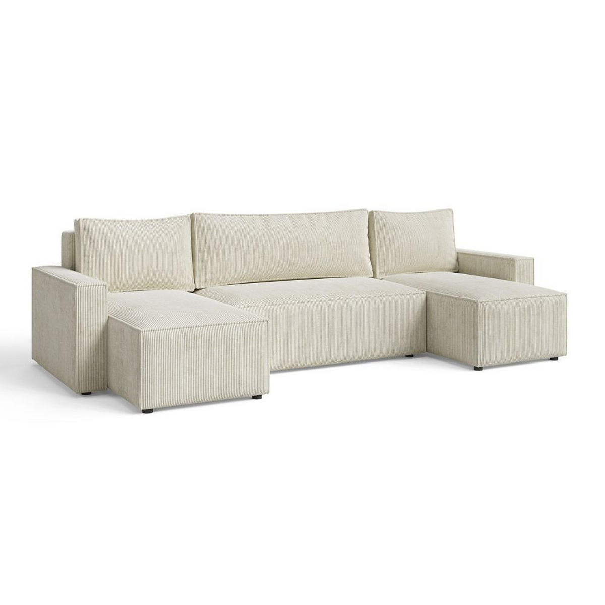 ECKSOFA LIVIO U mit Schlaffunktion und Bettkasten – Moderne Wohnlandschaft in U-Form (POSO 100) - Cappuccino, Holz (300/90/142cm) - Dekori_Interiors