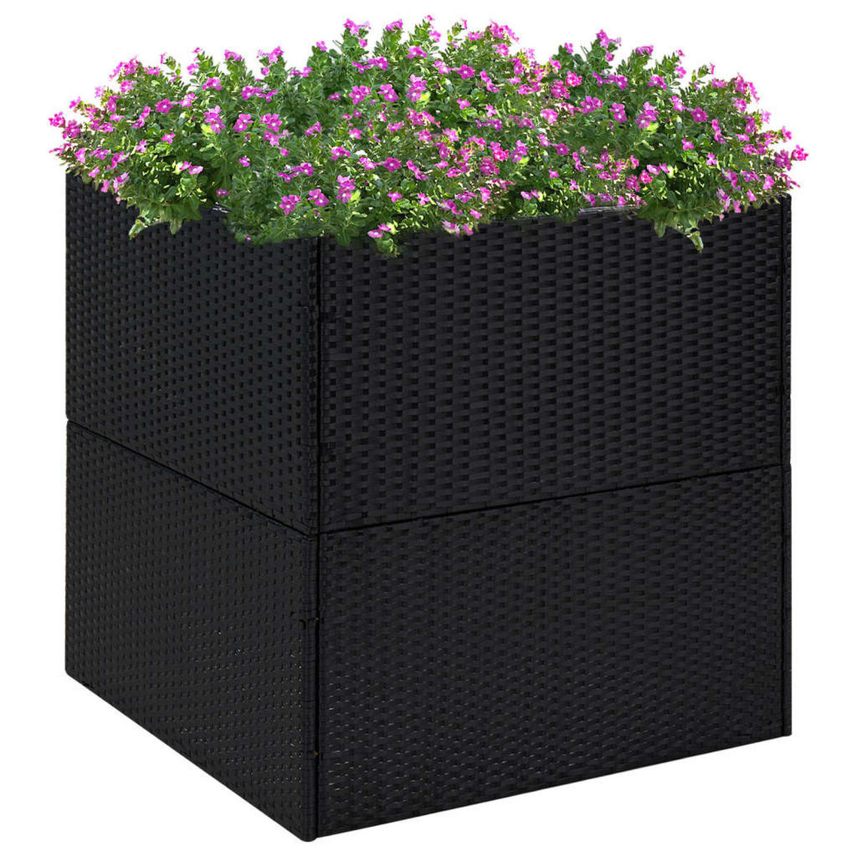 PFLANZKÜBEL Schwarz 80/80/80 Cm Poly Rattan - Schwarz, Kunststoff (80/80/80cm) - vidaXL