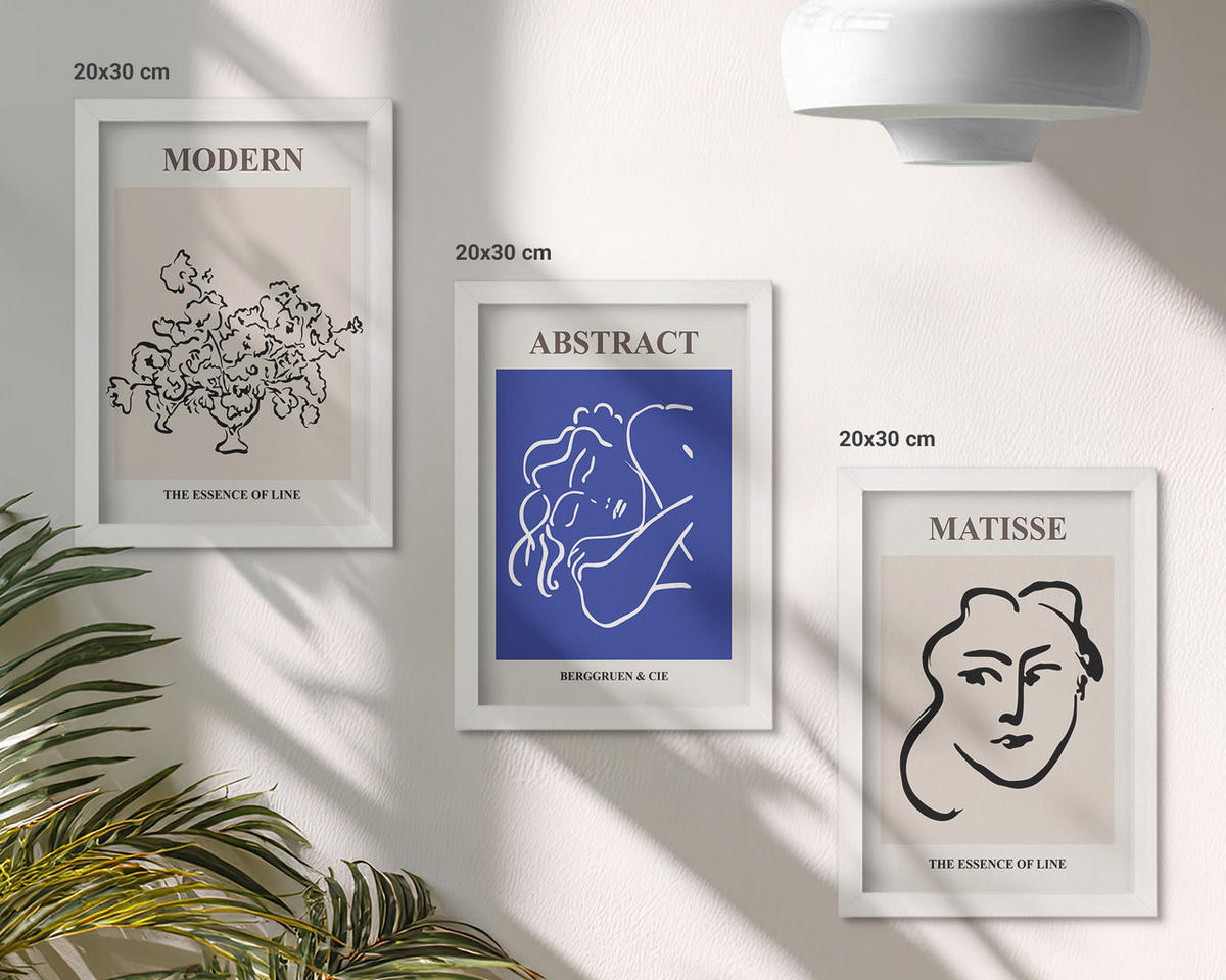 BILDER SET 3er Set - 20x30 cm Weißer Rahmen - Matisses moderne Plakate - Weiß, Kunststoff (20/30cm) - TULUP