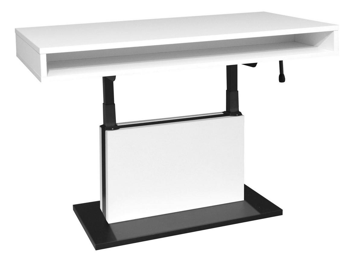 COUCHTISCH Höhenverstellbar Else 2 110x59x60 Holzwerkstoff Ice White - Schwarz/Weiß, Holzwerkstoff (110/60/59cm) - 58aufmkessel