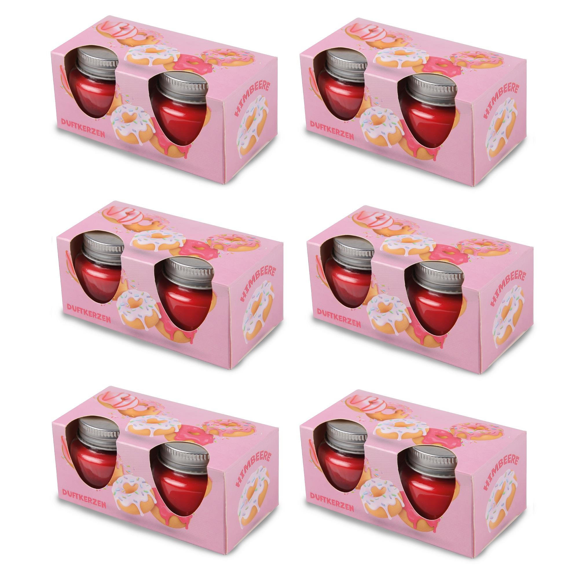 DUFTKERZE Donut Himbeere 12er-Pack - Hellrot, Naturmaterialien (5cm)
