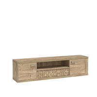 TV-ELEMENT BALESTRAND N13 Schublade Eiche - Eichefarben/Silberfarben, Glas/Holzwerkstoff (196/51/41cm) - Komodee