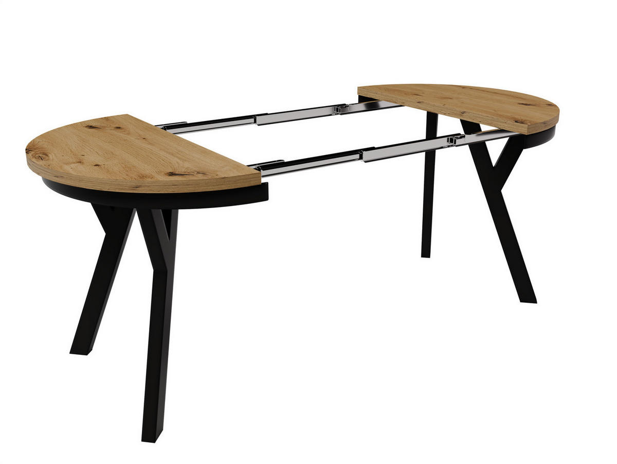 ESSTISCH ARI Rund (90-190 cm Ausziehbar Eiche Artisan Holzoptik Metallbeine) - Schwarz/Eiche Artisan, Holz/Holzwerkstoff (90/90/76cm) - Ravio