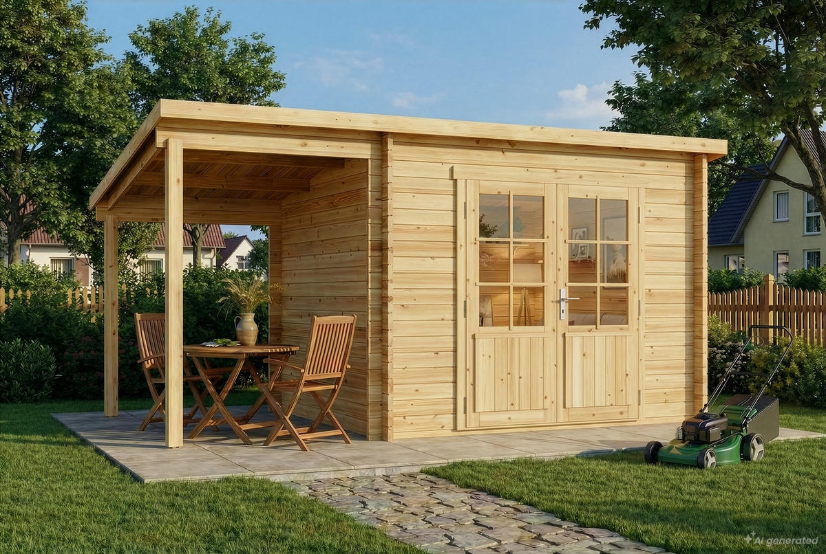 GARTENHAUS Holz Maria mit Schleppdach - Naturfarben, Holz (450/230/269cm) - Alpholz