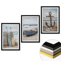 WANDBILDER 3er-Set - 40x60 cm Schwarzer Rahmen - Strandbootanker Sand - Schwarz, Kunststoff (40/60cm) - ArtPrintCave