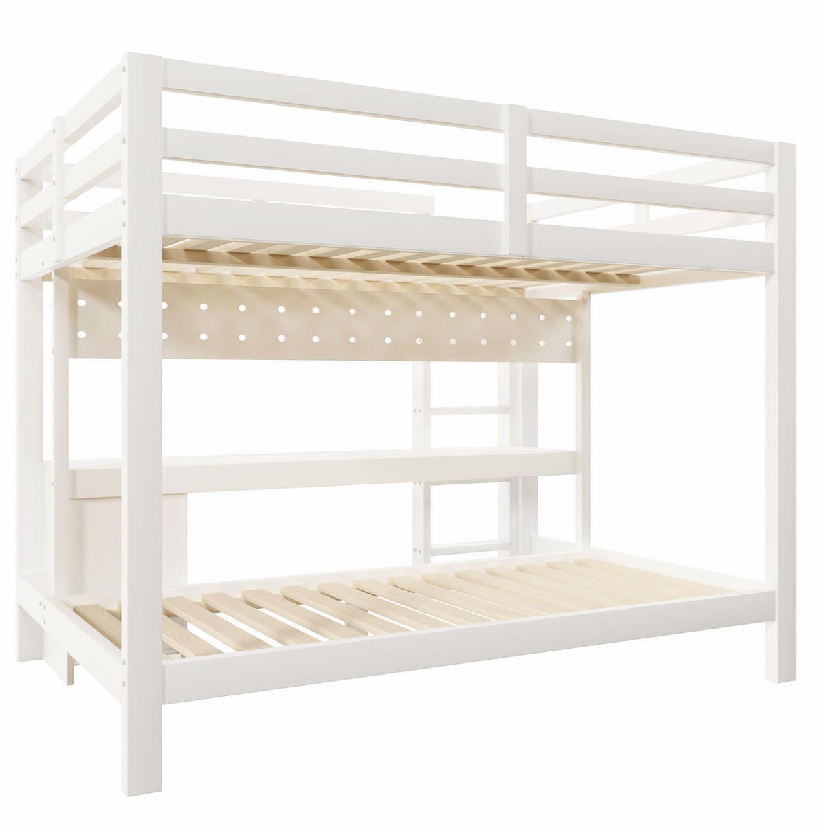ETAGENBETT 140x200 und 90x200 cm in Weiß/Natur mit Schreibtisch und Schubladen - Weiß, Holz (140/200cm) - IVMEU