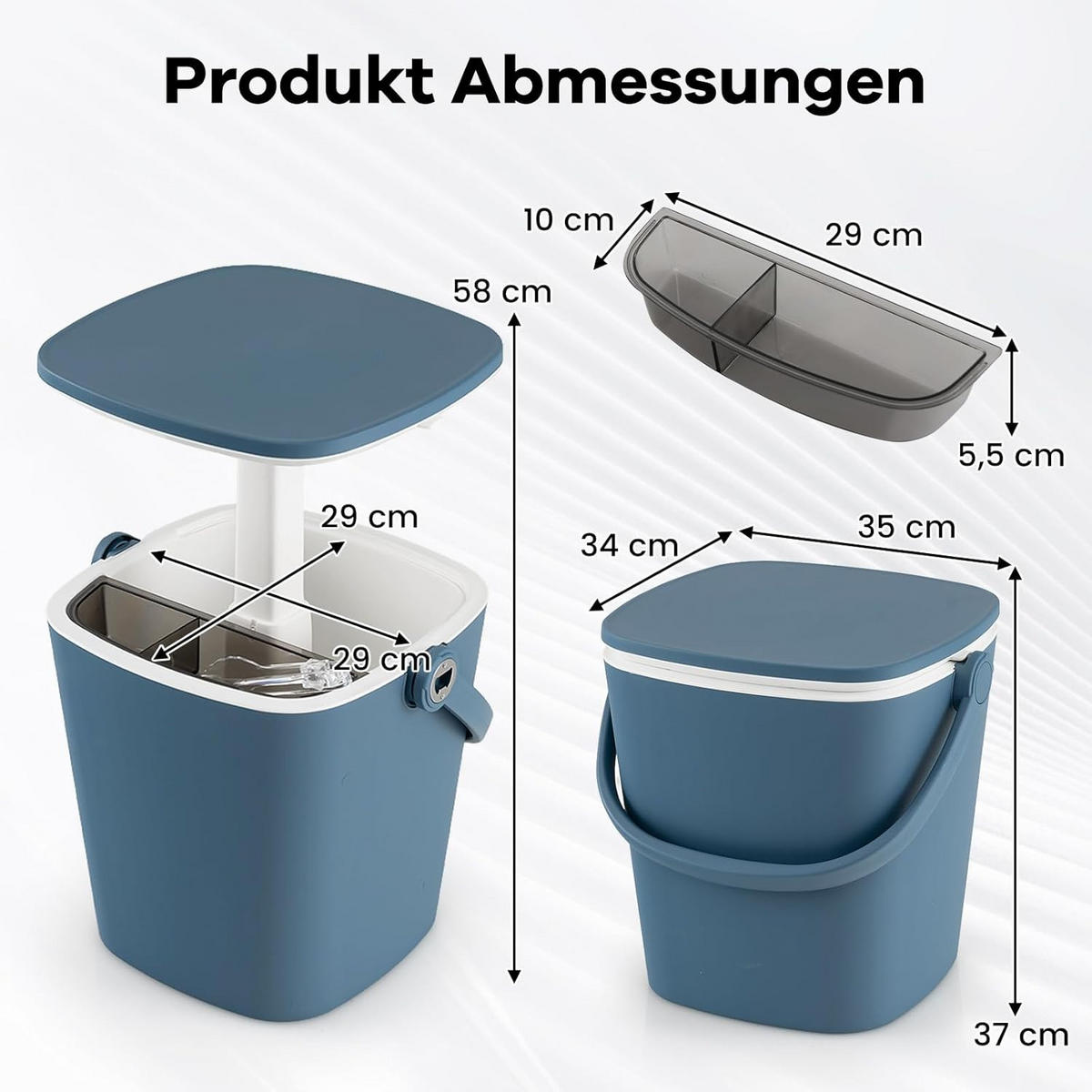 BEISTELLTISCH Blau - Blau, Kunststoff (35/34/37cm) - COSTWAY
