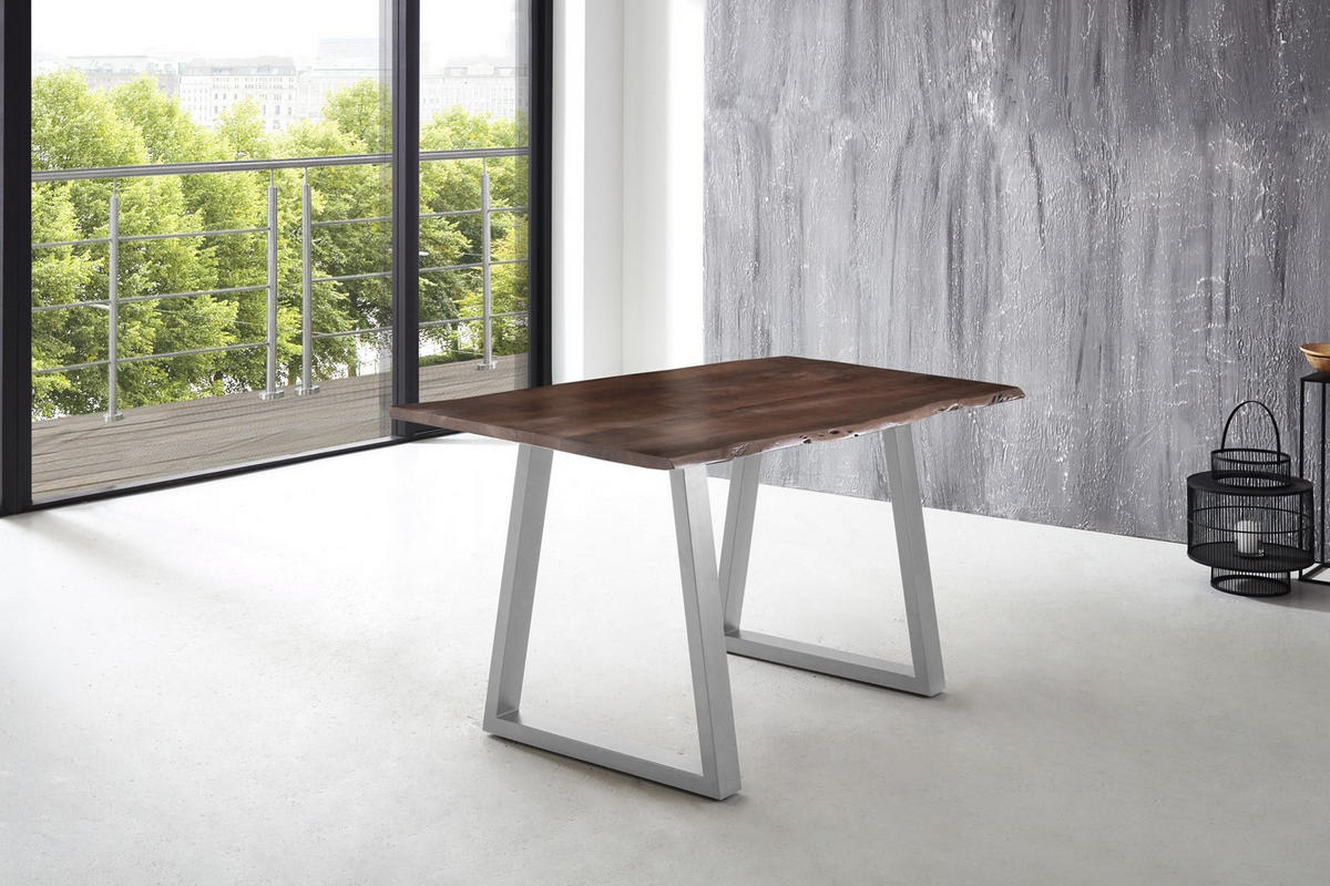 ESSTISCH LUBIN - Silberfarben/Braun, Holz/Metall (85/160/77cm) - SAM