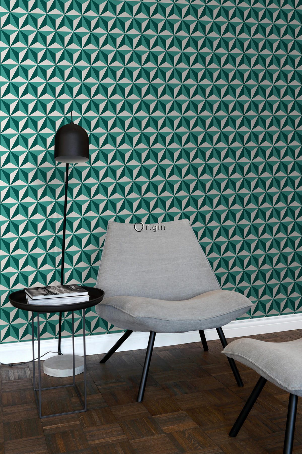 TAPETE 3D-Muster 53 cm x 10.05 m - Grün, Papier (53/1000cm) - Origin Wallcoverings