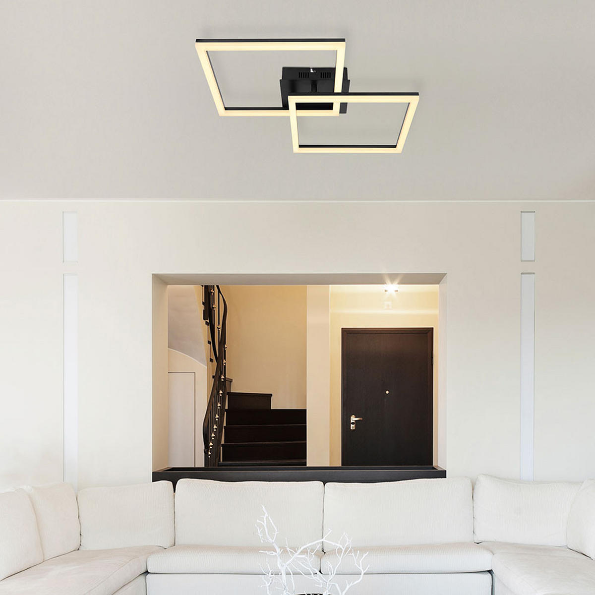 LED DECKENLEUCHTE TINY Schwarz Weiß - Schwarz, Metall (47/47/5.8cm)