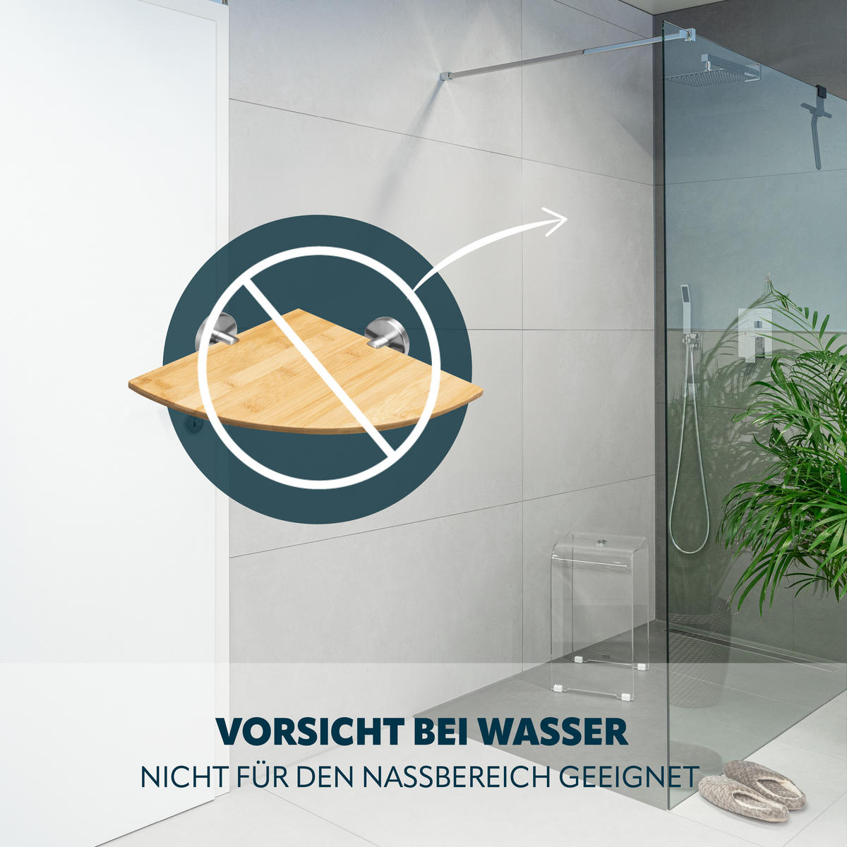 ECK-WANDABLAGE PIAZZA, Edelstahl Bambus - Braun, Holz (35/6/25cm) - bremermann