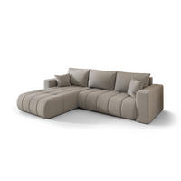 ECKSOFA mit schlaffunktion und bettkasten MILO PREMIUM, stoff WIND, Sandgrau, Links - Sandfarben, Holz (280/190cm) - Kaiser Möbel