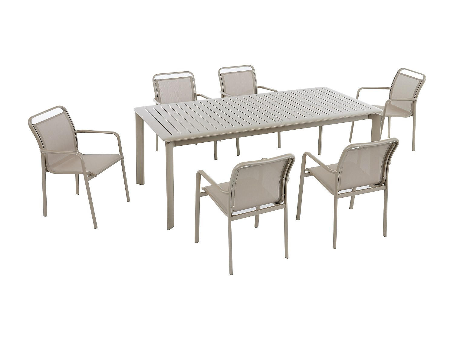 GARTENESSGRUPPE im Set - 6 -Sitzer - Aluminium - taupe - VELYRA - Braun, Metall - Vente-Unique