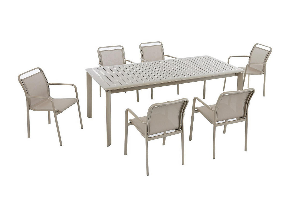 GARTENESSGRUPPE im Set - 6 -Sitzer - Aluminium - taupe - VELYRA - Braun, Metall - Vente-Unique