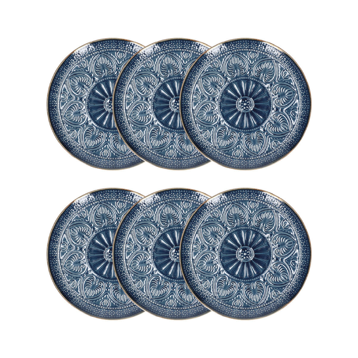 ESSTELLER Indie dunkelblau 27 cm 6er-Set - Dunkelblau, Keramik (27/27/1cm) - Homla
