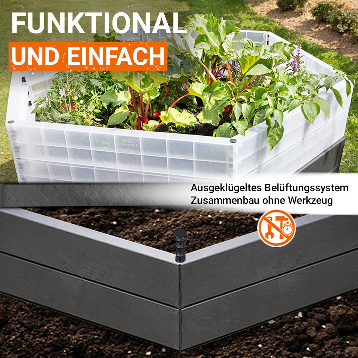 HOCHBEET Turbo L 75, , inkl. Wassersparsystem - Anthrazit, Kunststoff (110/75/110cm) - GARANTIA