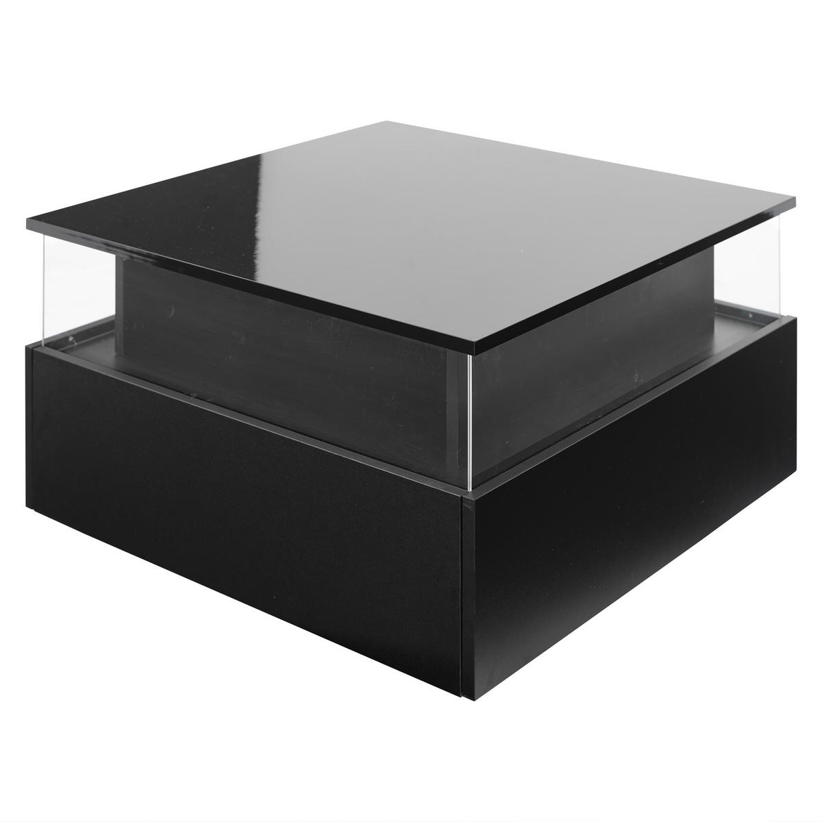 COUCHTISCH Schwarz 70/70/41 cm mit LED-Beleuchtung - Schwarz, Holzwerkstoff (70/70/41cm) - PANGIVO