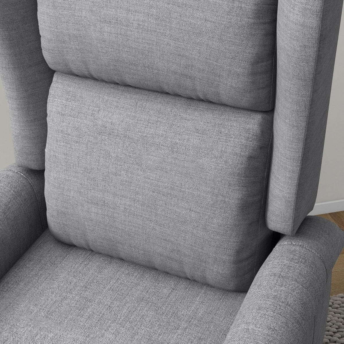 RELAXSESSEL in Grau 94x74x111 cm mit elektrischer Aufstehhilfe und Liegefunktion bis 200 kg - Grau, Textil (74/111/94cm) - IVMEU