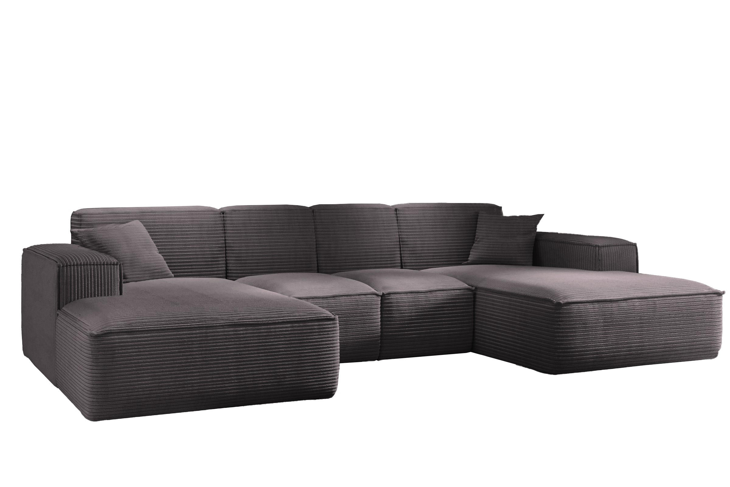 ECKSOFA, Eckcouch U form, Wohnzimmer Couch Large 342cm SIENA stoff Poso Dunkelgrau - Dunkelgrau, Holz/Textil (344/165cm) - Kaiser Möbel