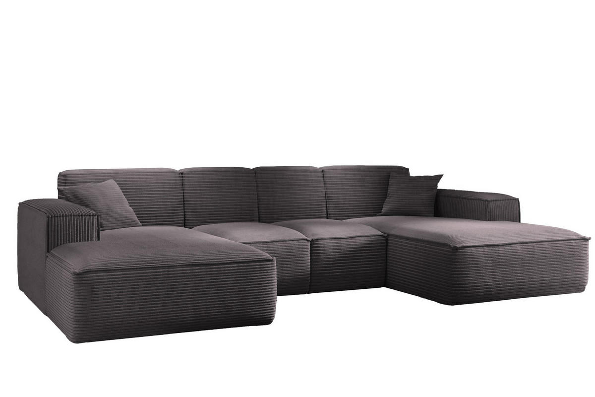 ECKSOFA, Eckcouch U form, Wohnzimmer Couch Large 342cm SIENA stoff Poso Dunkelgrau - Dunkelgrau, Holz/Textil (344/165cm) - Kaiser Möbel