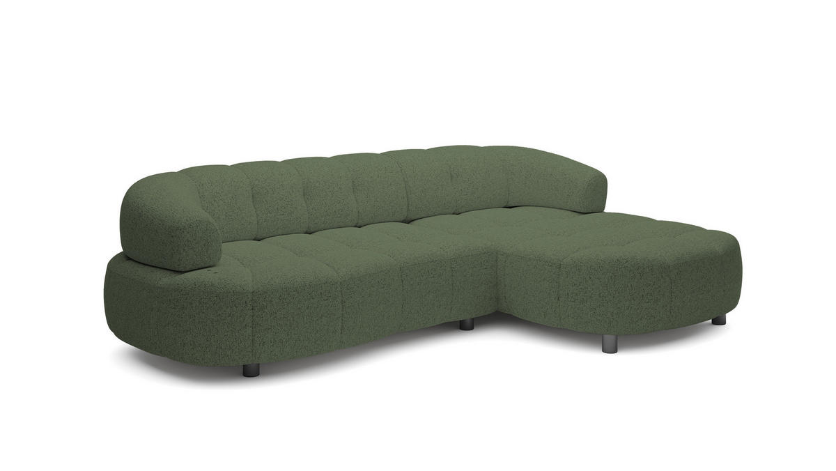 ECKSOFA Wesper S – Eckcouch mit Elektrischer Sitzverstellung, L-förmig, Freistehend, Relaxfunktion, 183x284x79 cm – Rechte, Grün - Grün, Holz/Textil (284/113cm) - DomoHome