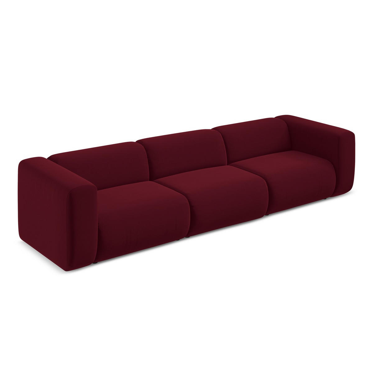 4-SITZER-SOFA Samt Stoff Rot - Bordeaux/Rot, Kunststoff/Textil (319/70/89cm) - LaMiaSofa
