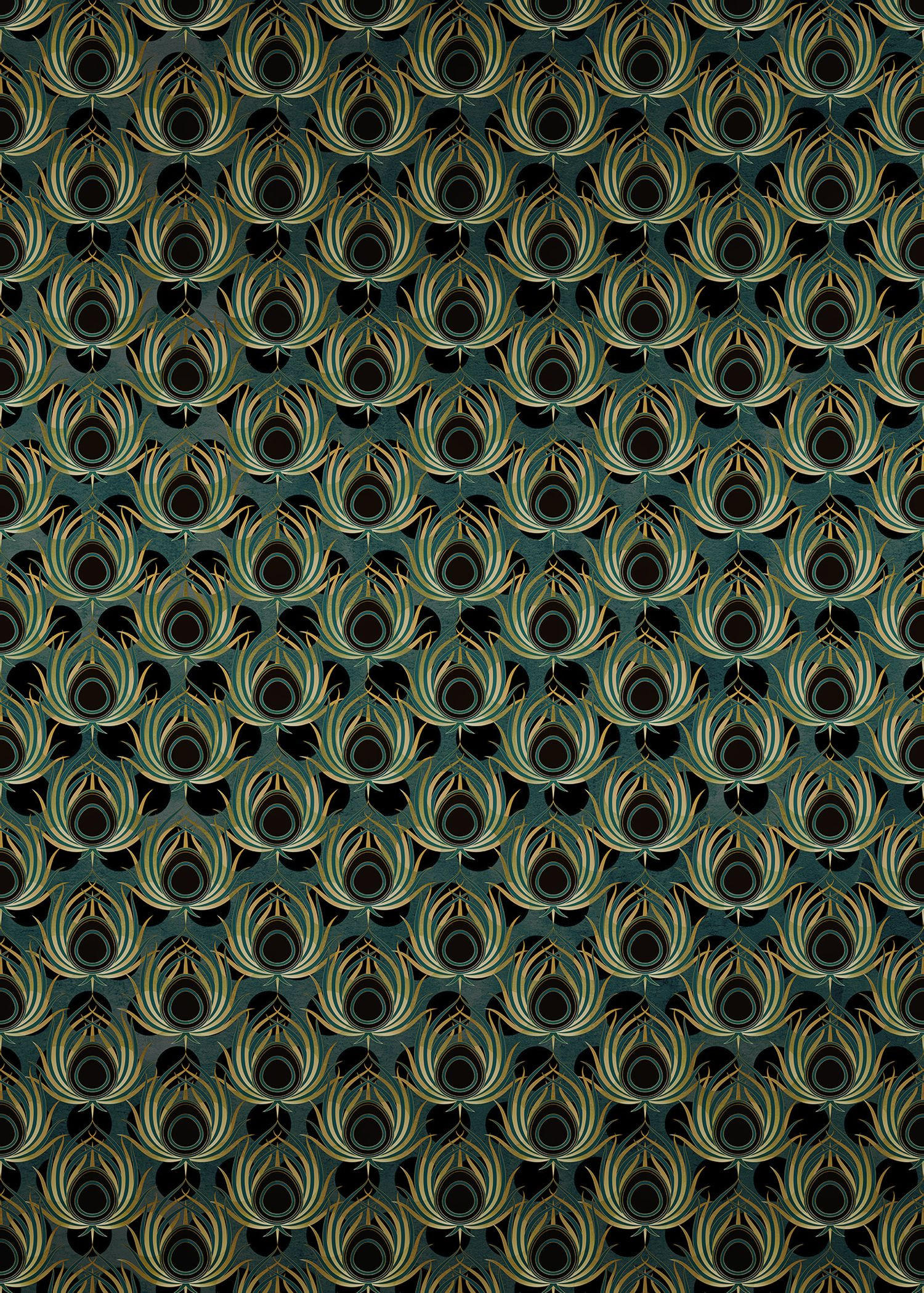 FOTOTAPETE Pfauenfedern 200 x 280 cm - Grün, Papier (200/280cm) - Sanders & Sanders