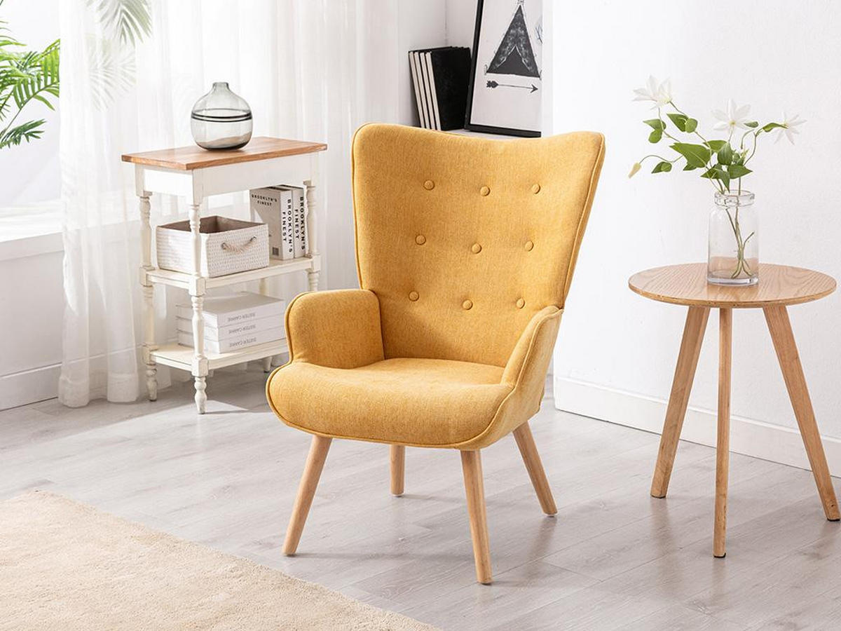 SESSEL - Stoff - Senfgelb - VATELY - Gelb, Textil (78/95.5/69cm) - Vente-Unique