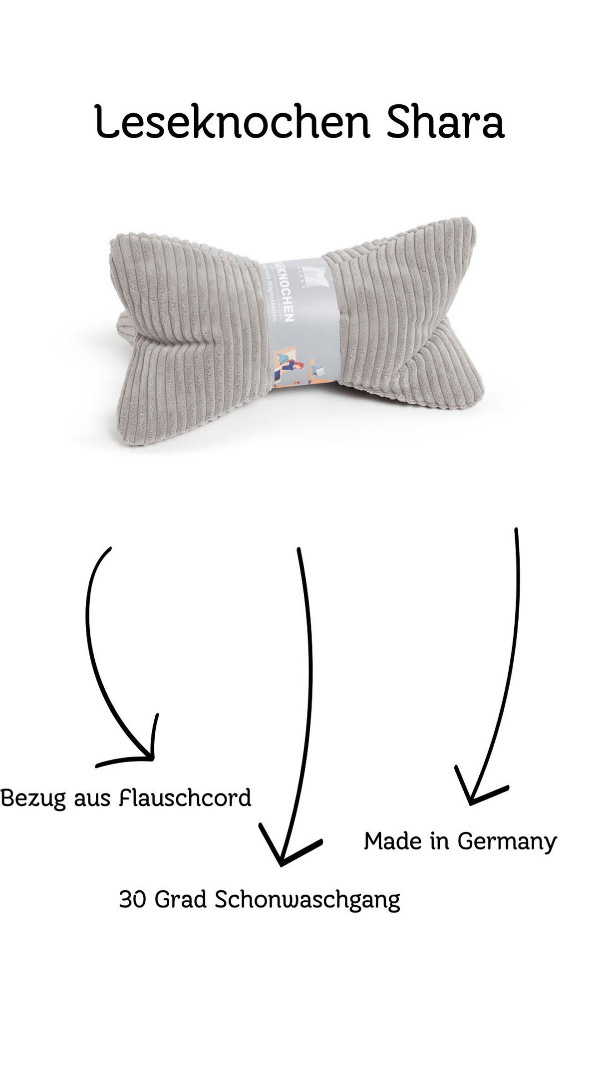 KISSEN Leseknochen Shara grau - Grau, Textil (22/42cm) - Magma Heimtexx