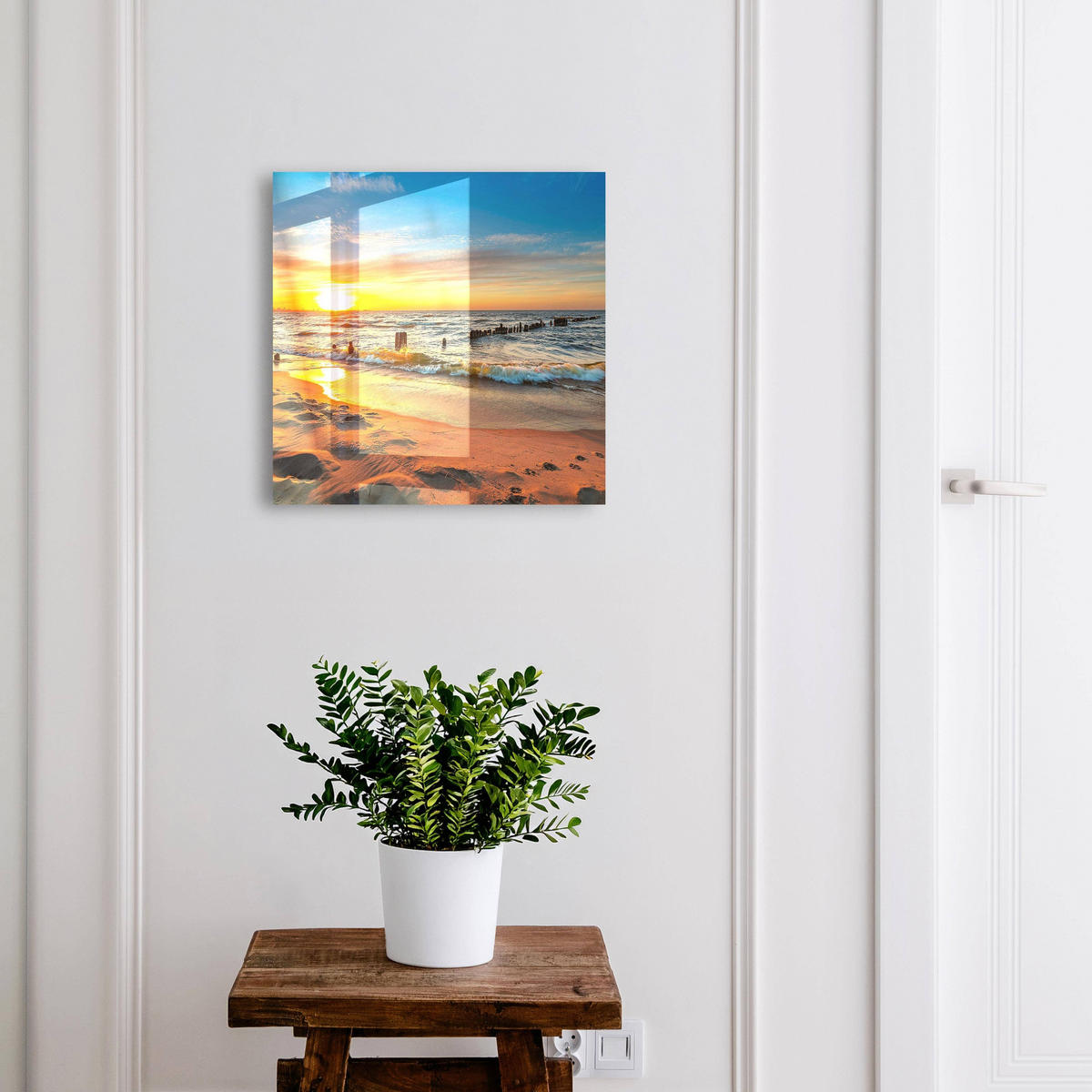 SCHLÜSSELBOX Schwarz 30x30 cm- Türöffnung nach rechts - Sonnenuntergang - Gelb, Metall (30/30/5cm) - TULUP