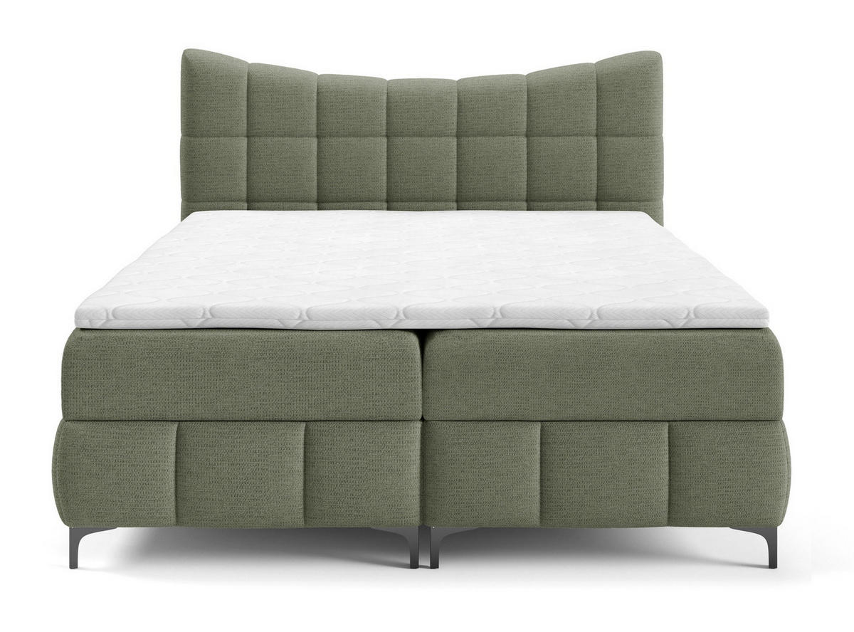 BOXSPRINGBETT 200x200 Almera, Chenille, Bettkasten, Matratze, Grün - Grün, Holz/Textil (200/200cm) - Emporius