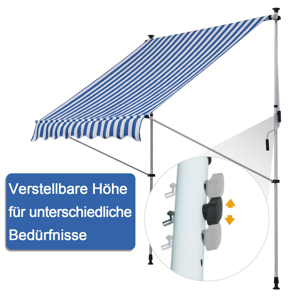 MARKISE, Grau+Weiß, Aluminium, Stahl, Polyester - Blau, Metall (150/280/200cm) - Outsunny